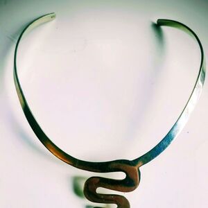 Modernist Snake Collar Necklace in 925 Silver 4 1/2" W